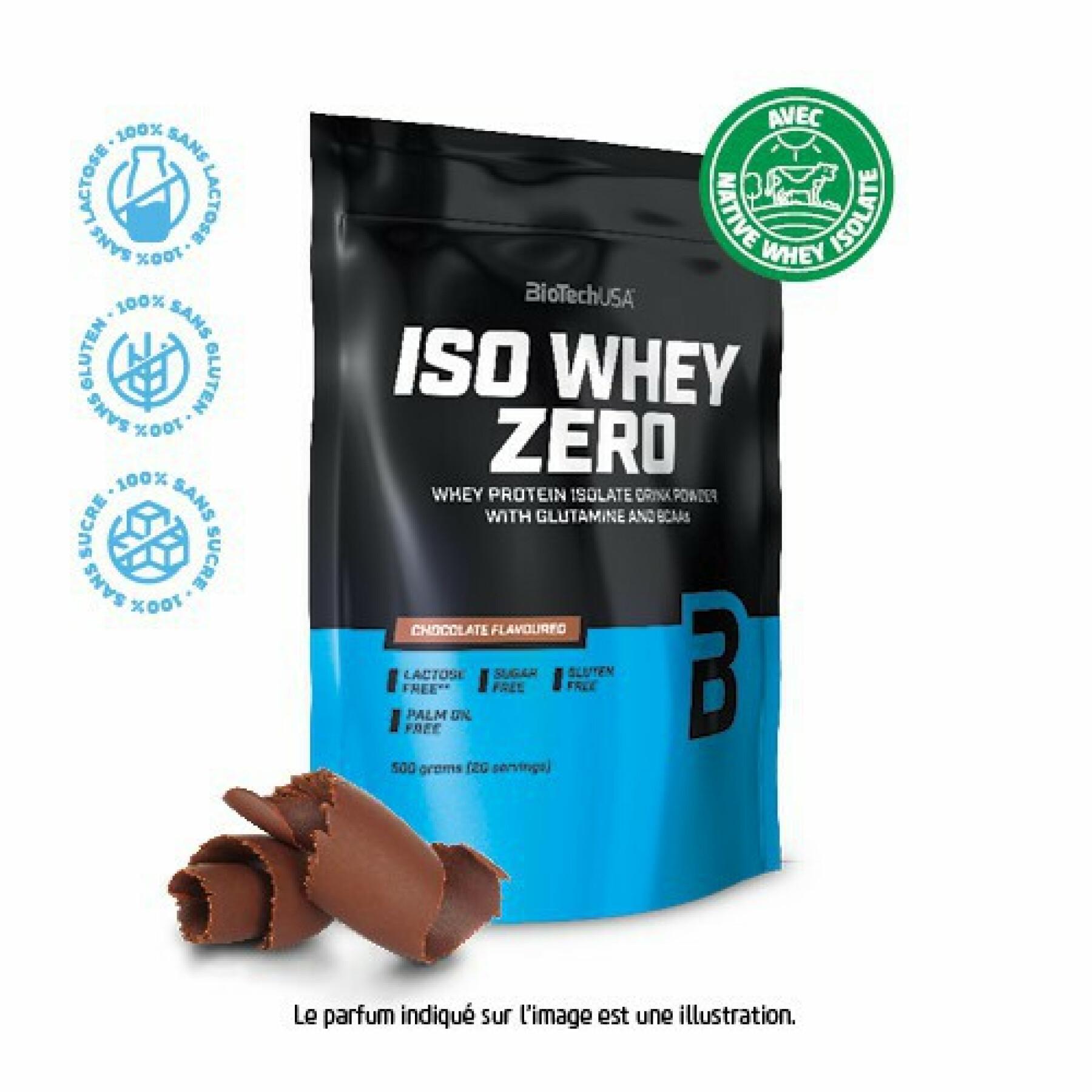 Lot de 10 sacs de protéines Biotech USA iso whey zero lactose free - Chocolate - 500g
